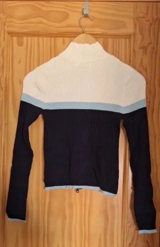 Chaqueta de punto cremallera color block