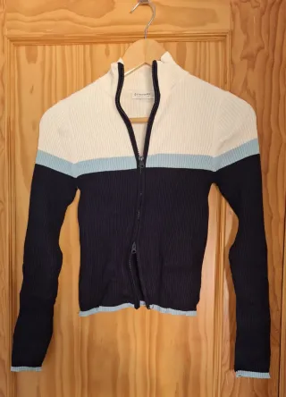 Chaqueta de punto cremallera color block