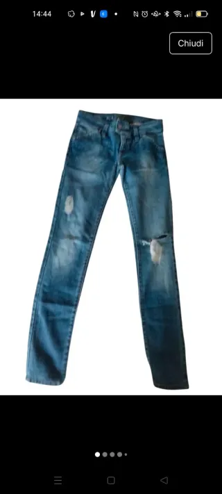Jeans Donna Blu Strappati Taglia 27"