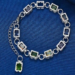 PULSERA PLATEADA CADENA DE CELOSÍAS CON CIRCONITAS