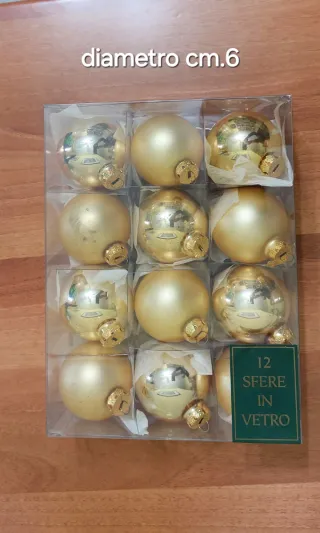 12 Sfere Vetro Oro cm.6