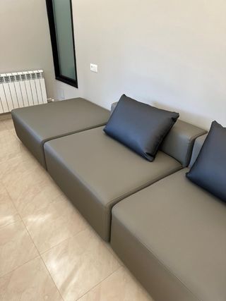 Divano modulare in tessuto nautico verde oliva