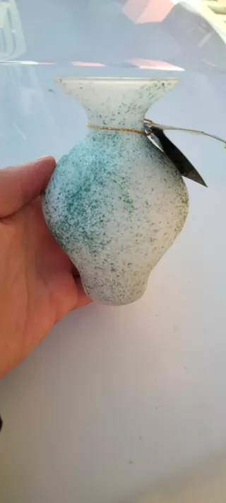 Vaso Murano Vetro Verde Bianco