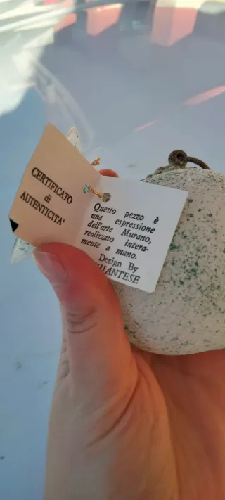 Vaso Murano Vetro Verde Bianco