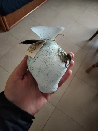 Vaso Murano Vetro Verde Bianco