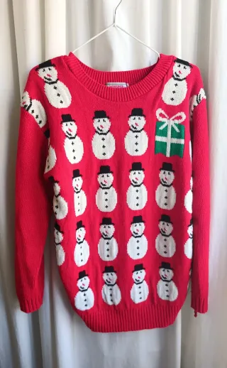 Jersey Navideño Rojo Muñecos Nieve