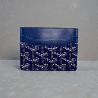 Porta carte Goyard blu e oro