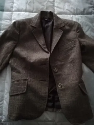 Americana cuadros marrón y gris