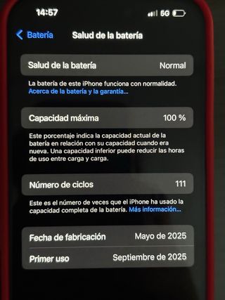 iPhone 15 - Salud Batería 100%