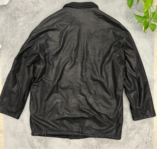 Cappotto lungo vera pelle scamosciata nero