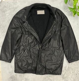 Cappotto lungo vera pelle scamosciata nero