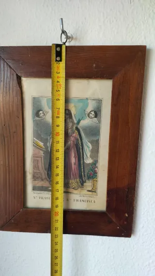 Antiguo cuadro lámina Santa Francisca