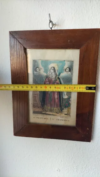 Antiguo cuadro lámina Santa Francisca