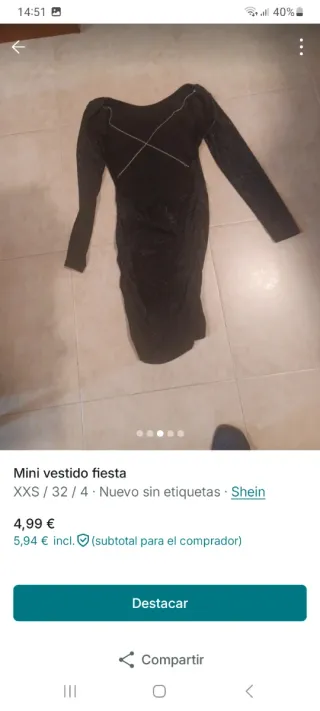 Mini vestido fiesta Shein negro XXS para Navidad