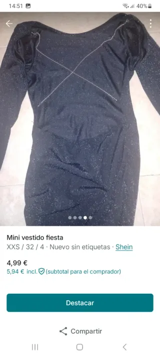 Mini vestido fiesta Shein negro XXS para Navidad