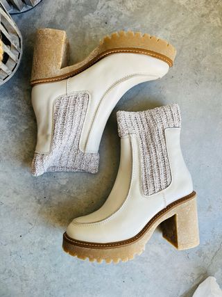 Botines piel plataforma calcetín 38