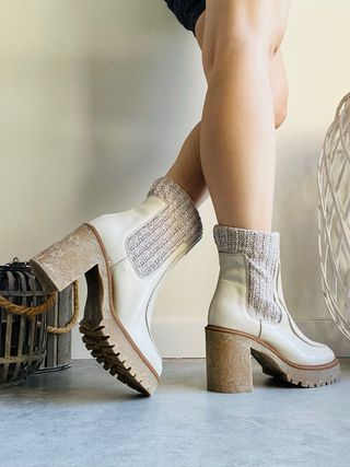 Botines piel plataforma calcetín 38