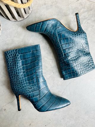 Botines Toral Piel Coco Azul Talla 36 Nuevos