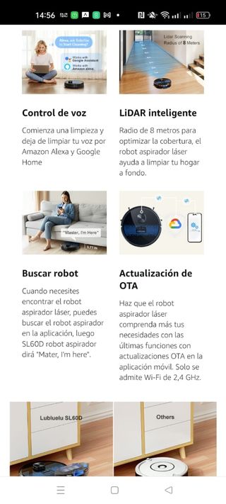Robot Aspirador Fregasuelos Navegación Láser