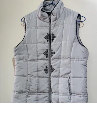 Chaleco vintage acolchado gris mujer