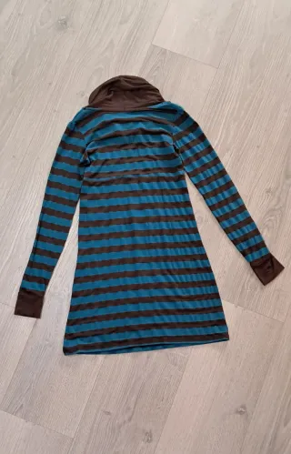 Vestido corto rayas marrón y azul