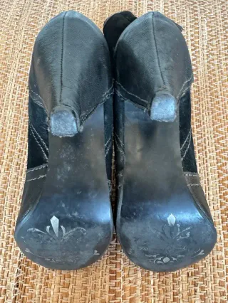 Botines vintage piel auténtica negros