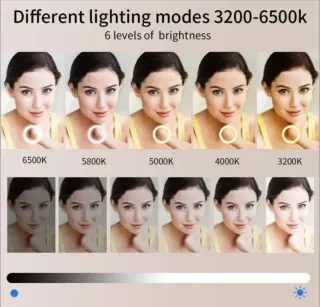 Anillo de luz ring portátil con trípode y baterías