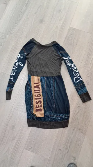 Vestido corto Desigual azul y gris
