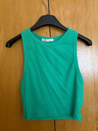 Camiseta tirantes Zara verde M