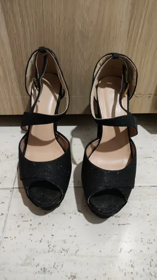 Tacones fiesta brillantes negros
