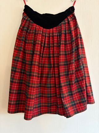 Gonna scozzese con vita in velluto