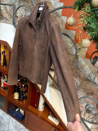 Giacca in pelle vintage effetto invecchiato