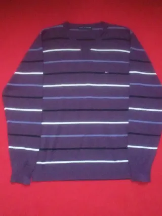 Suéter Tommy Hilfiger Rayas Morado Hombre