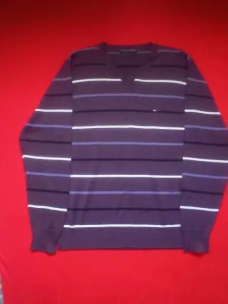 Suéter Tommy Hilfiger Rayas Morado Hombre