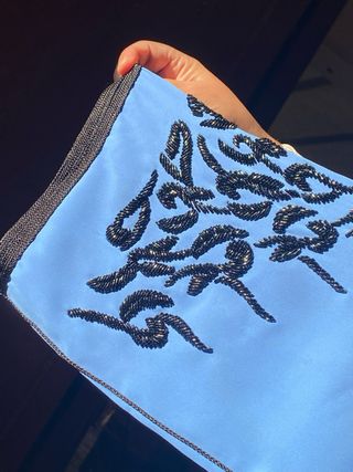 Caftán Marroquí Bordado Azul y Negro