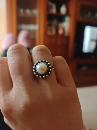 Anillo perla plata