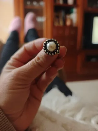 Anillo perla plata