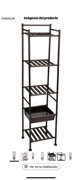 Estante 4 niveles con cesta negro