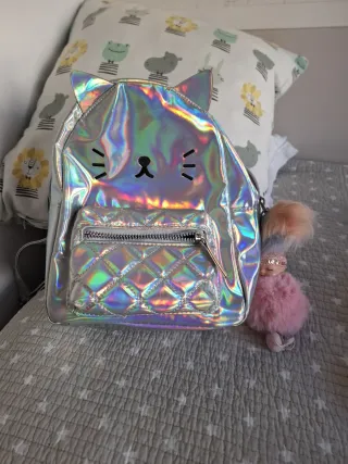 Mochila infantil gato holográfica