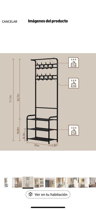 Perchero Metálico Negro con Zapatero