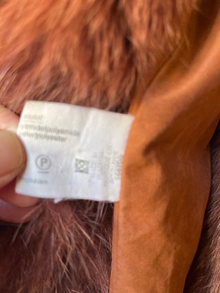 Parka oversize con pelo marrón/rojo