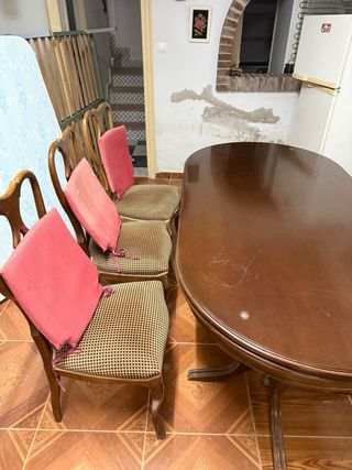 Mesa y 4 sillas vintage madera