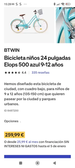 Bicicleta infantil Elops azul