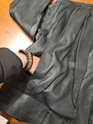 Chaqueta Cuero Vintage Yves Saint Laurent Mujer