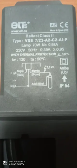 Reactancia ELT VSE 7/23-A2-C2-AI-P 70W