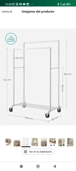 Perchero Burro SONGMICS Doble Barra Blanco