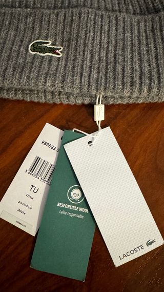 Gorro Lana 100% Lacoste Unisex Gris
