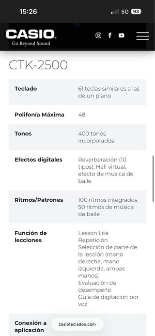 Teclado Casio CTK-2500