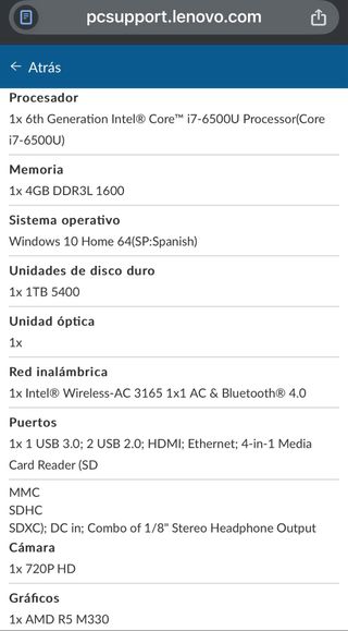 Portátil Lenovo 300-15ISK Plata