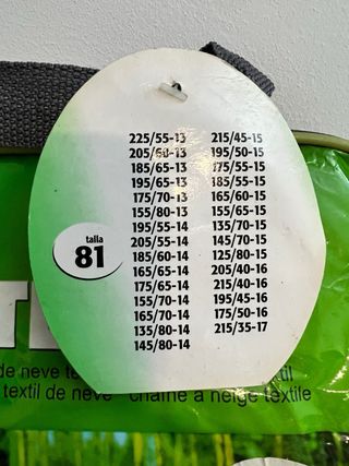 Cadenas de tela para nieve Drivetex Talla 81 Nuevo